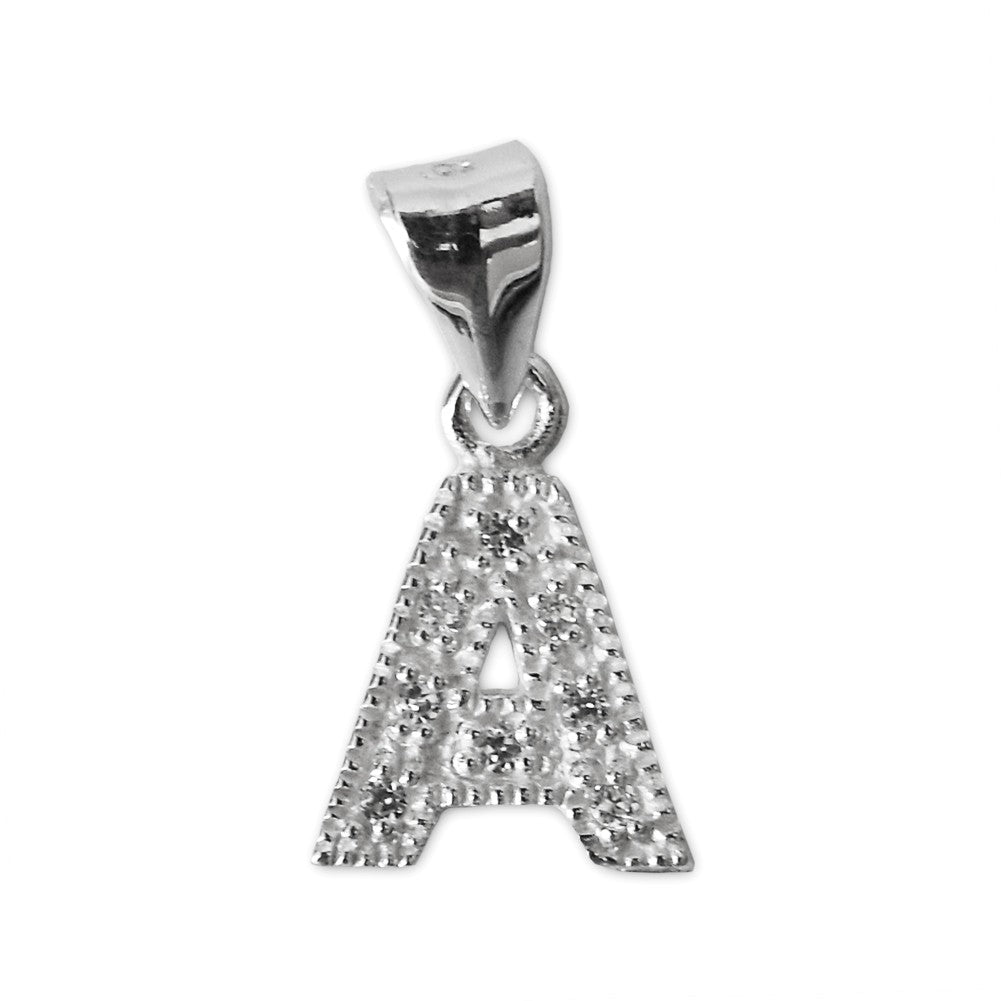 Schmuck Anhänger Buchstabe Letter A, 925 Sterling Silber mit Zirkonia Strass Stein, Buchstabenanhänger Damen Kinder
