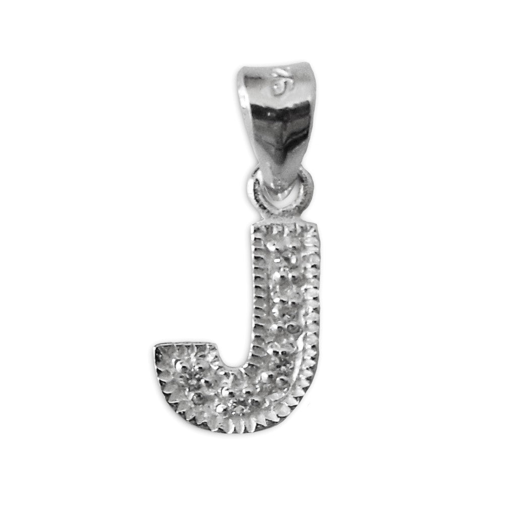 Schmuck Anhänger Buchstabe Letter J, 925 Sterling Silber mit Zirkonia Strass Stein, Buchstabenanhänger Damen Kinder