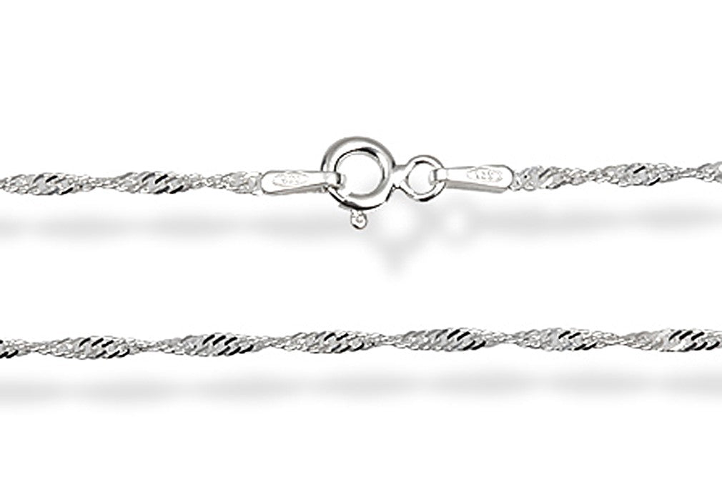 Kette Singapurkette 45 cm, 1,5 mm rund, 925 Sterling Silber mit Karabiner Verschluss