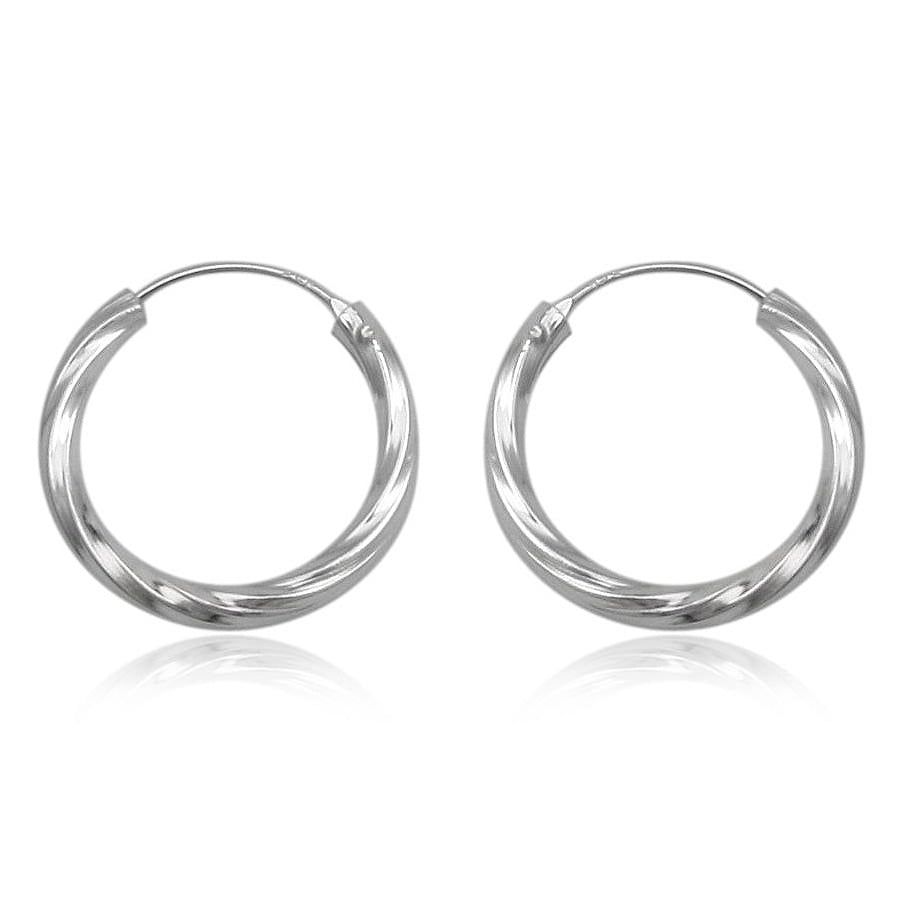 Ohrhänger Creolen - Hoop Ohrringe 20mm, 925 Sterling Silber gedreht, Silberschmuck
