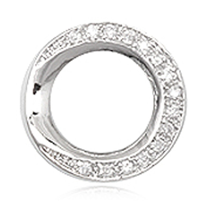Schmuck Anhänger Kreis Ring Ø 22mm, 925 Sterling Silber besetzt mit Edelstein Zirkonia Kristall Stein weiß Strassschmuck