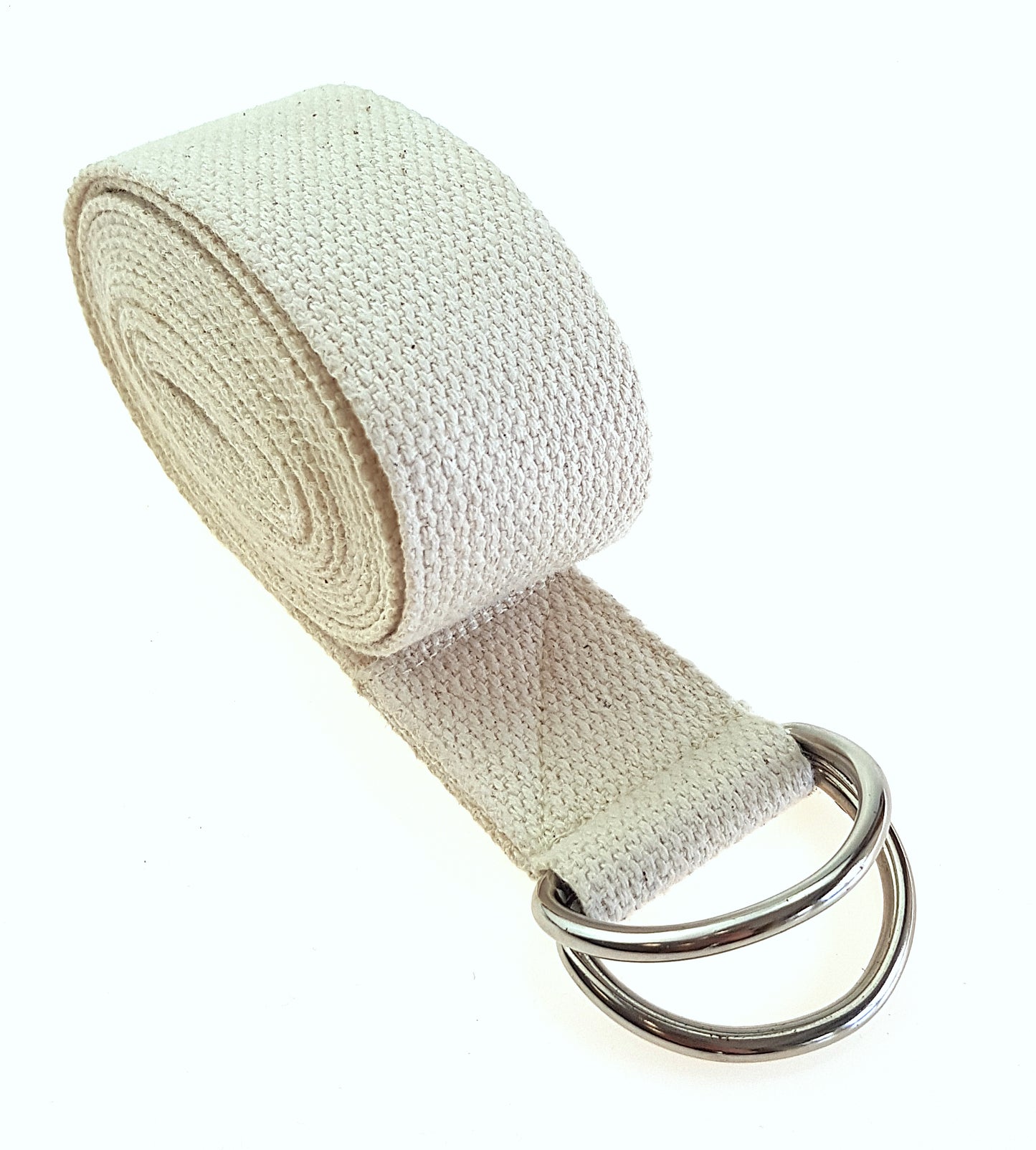 Yogagurt Yogaband 210 cm lang aus 100% Baumwolle Natur mit Schnalle aus Metall, Yoga-Straps Übungshilfe Dehnungshilfe