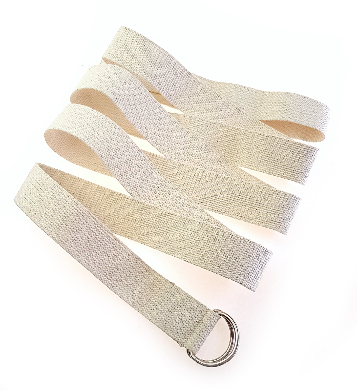 Yogagurt Yogaband 210 cm lang aus 100% Baumwolle Natur mit Schnalle aus Metall, Yoga-Straps Übungshilfe Dehnungshilfe