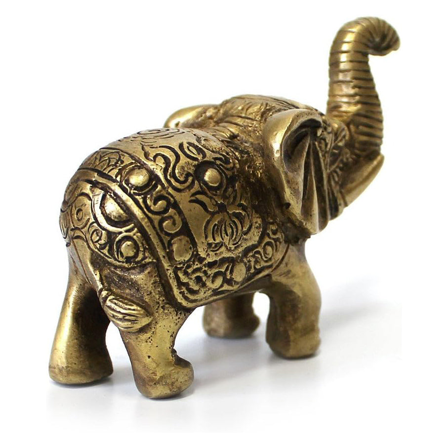 Deko Figur indischer Elefant 7cm, Messing massiv mit schöner Gravur - Elefanten Statue verziert orientalisch Indien