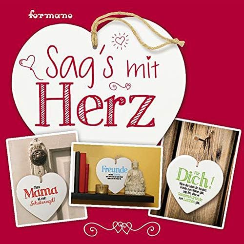 Deko Anhänger Herz Herzchen 15 cm aus Keramik weiß, Kachel Fliese mit Spruch Romantik Weisheit Liebe Glück, Herzanhänger Wandschild ein guter Freund