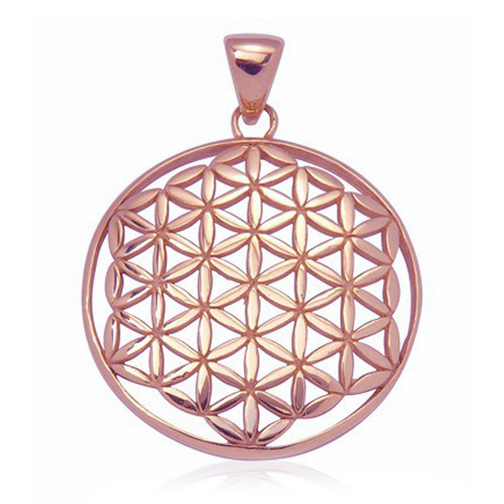 Schmuck Anhänger Blume des Lebens 32 mm, 925 Sterling Silber rosé vergoldet