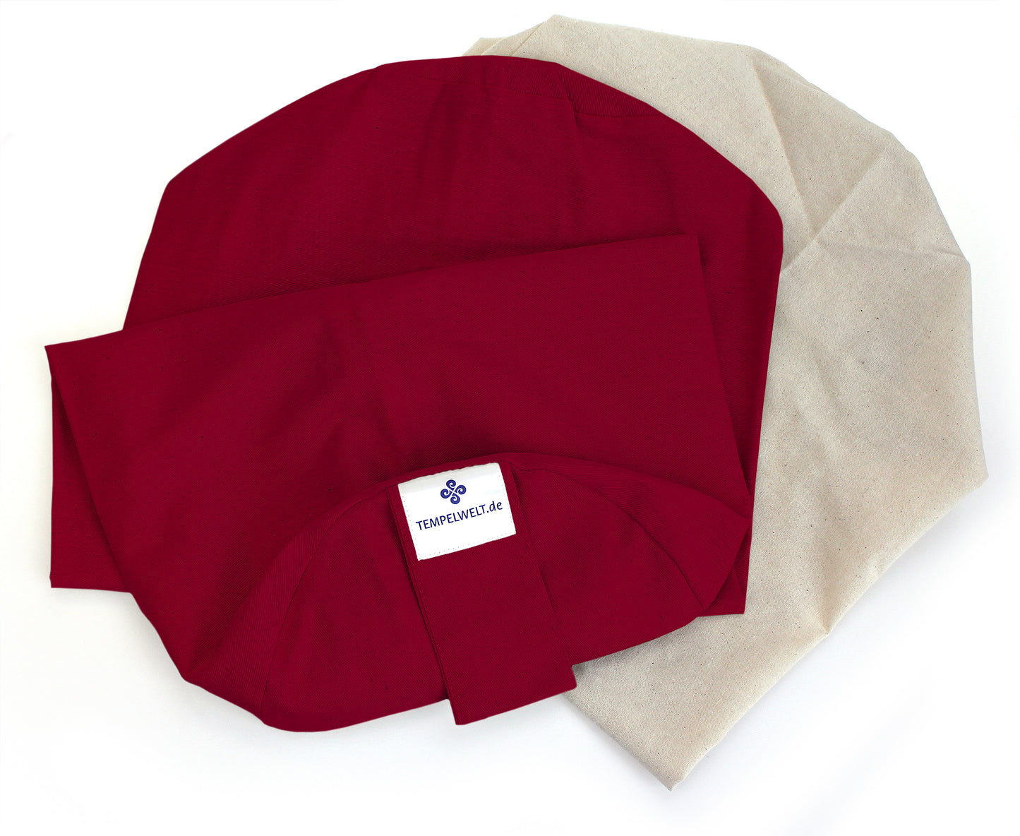 Yogarolle Bezug 2-teilig 63x20 cm Kissenhülle aus Baumwolle Leinen Bordeaux Inlet ungefüllt