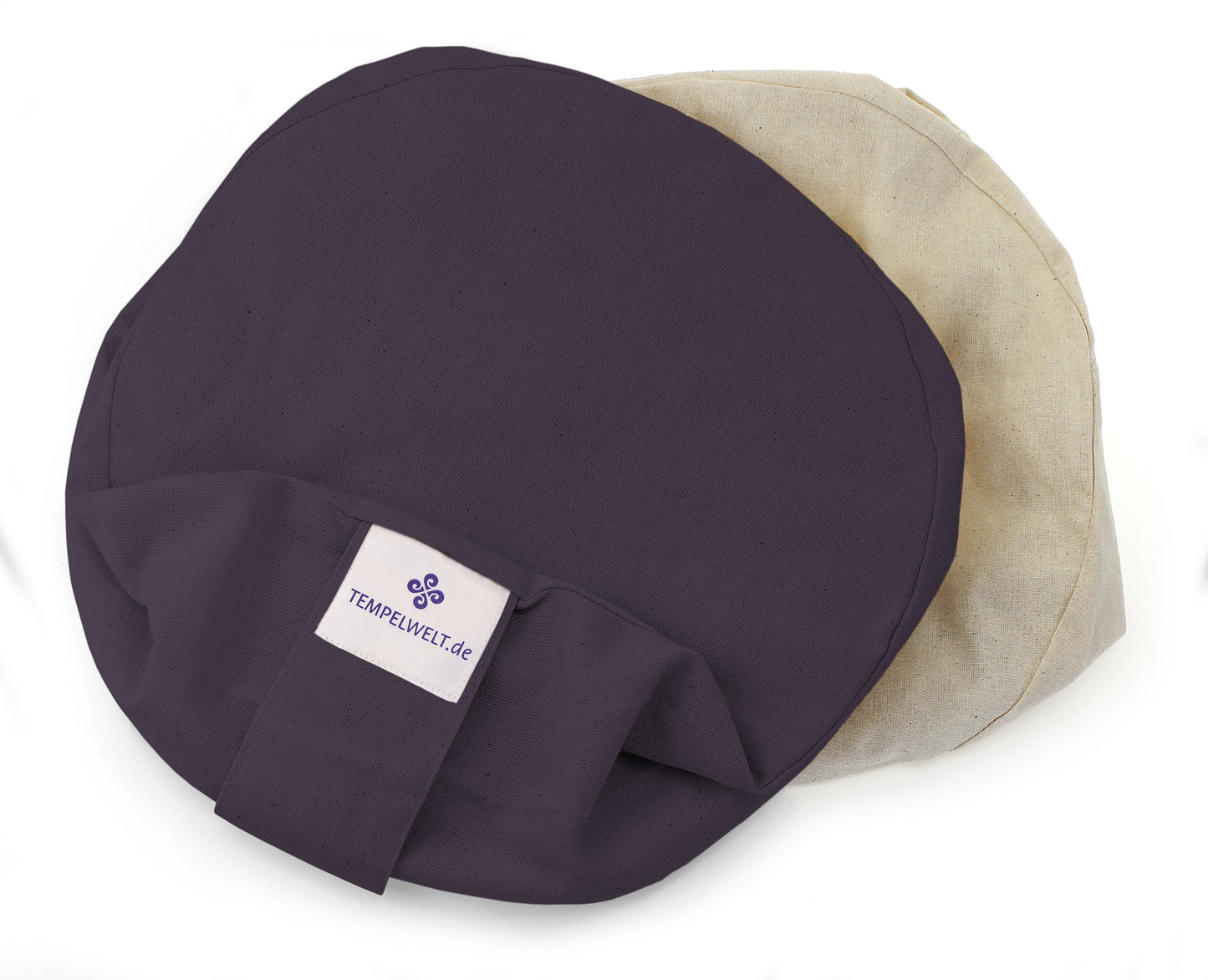 Yogakissen Bezug 2-teilig rund 32x18cm Kissenhülle aus Baumwolle Leinen Anthrazit mit Inlet ungefüllt