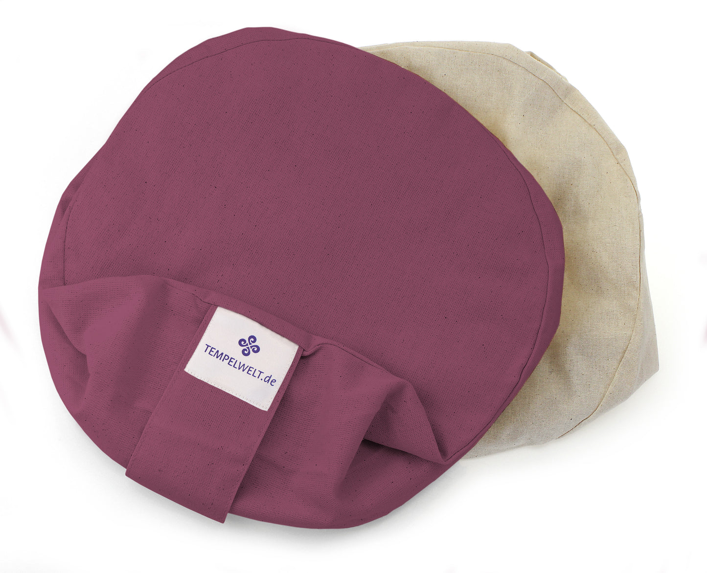 Yogakissen Bezug 2-teilig rund 32x18cm Kissenhülle aus Baumwolle Leinen Beere mit Inlet ungefüllt