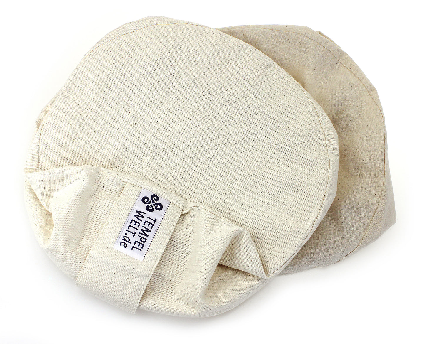 Yogakissen Bezug 2-teilig rund 32x18cm Kissenhülle aus Baumwolle Leinen Natur mit Inlet ungefüllt