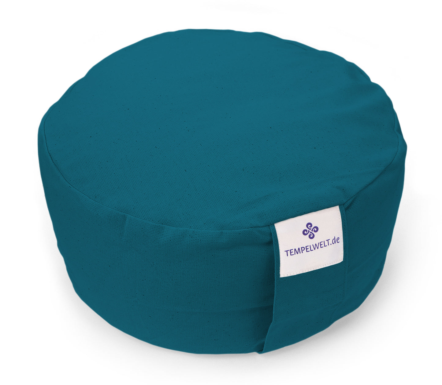 Yogakissen Bezug 2-teilig rund 32x18cm Kissenhülle aus Baumwolle Leinen Petrol mit Inlet ungefüllt