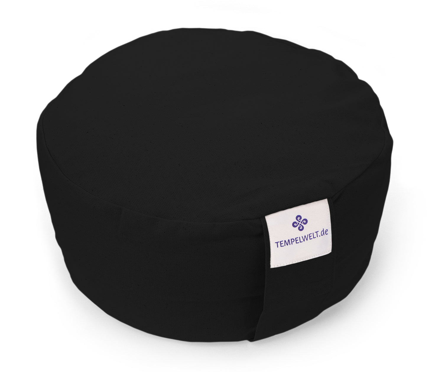 Yogakissen Bezug 2-teilig rund 32x18cm Kissenhülle aus Baumwolle Leinen Schwarz mit Inlet ungefüllt