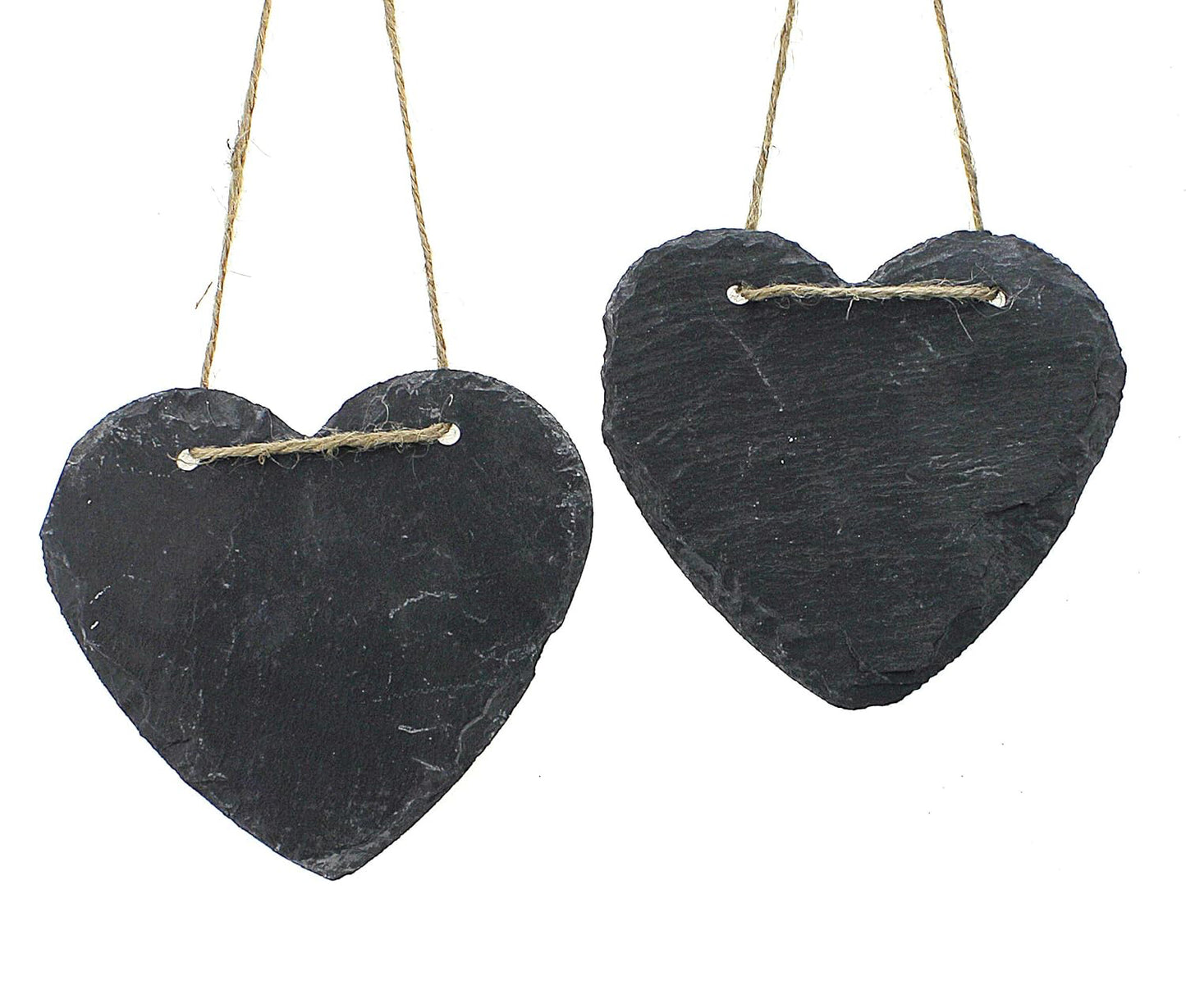 Deko Anhänger Dekohänger Schiefer Herzen im 2er Set je 12x11 cm, Schieferplatten Grau, Herzanhänger Dekoherz