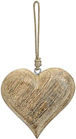 Deko Anhänger Herz 15 cm Mango Holz Massiv - Dekoherz Herzanhänger
