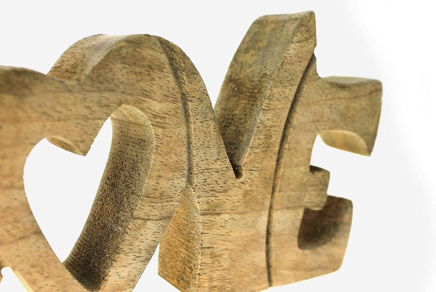 Deko Holzaufsteller Schriftzug Love mit Herz 33x15 cm aus Mango Holz Natur braun, Deko Aufsteller englisch Liebe Dekoschild modern