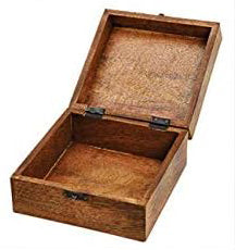 Holzbox Schatulle Holzkästchen Indien 17x17x10 cm, Holz braun Schnitzerei, Schatzkistchen Schmuckkiste mit Klappdeckel Kiste Box