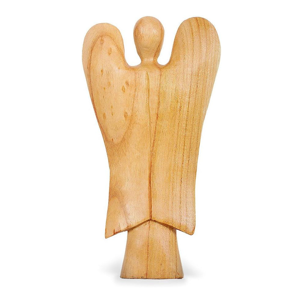 Deko Figur Schutzengel Erzengel stehend 25 cm Hibiskus Holz hell, Engel Holzengel betend