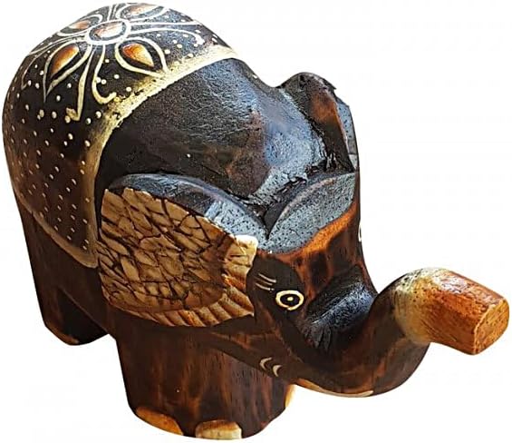 Deko Figur Elefant Yatta 15cm Albesia Holz braun - Kunsthandwerk aus Bali Holzfigur handgefertigt