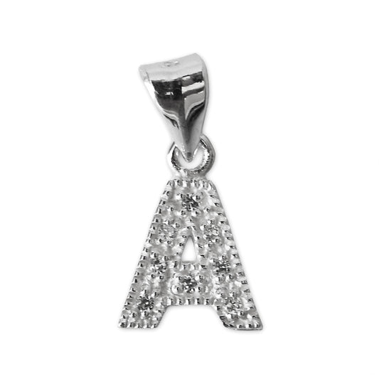 Schmuck Anhänger Buchstabe Letter A, 925 Sterling Silber mit Zirkonia Strass Stein, Buchstabenanhänger Damen Kinder