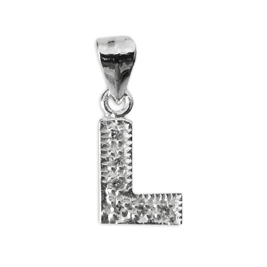 Schmuck Anhänger Buchstabe Letter L, 925 Sterling Silber mit Zirkonia Strass Stein, Buchstabenanhänger Damen Kinder