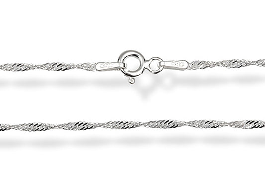 Kette Singapurkette rund 45 cm 925 Sterling Silber mit Karabiner Verschluss