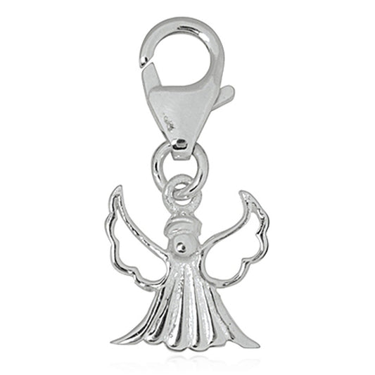 Charm Anhänger Schutzengel 23mm, 925 Sterling Silber mit Karabiner für Armband Kette, Engel Schutzengelchen Talisman