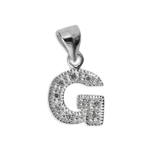 Schmuck Anhänger Buchstabe Letter G, 925 Sterling Silber mit Zirkonia Strass Stein, Buchstabenanhänger Damen Kinder