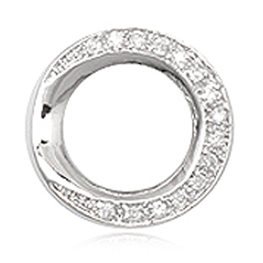 Schmuck Anhänger Kreis Ring Ø 22mm, 925 Sterling Silber besetzt mit Edelstein Zirkonia Kristall Stein weiß Strassschmuck
