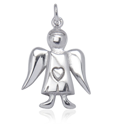 Schmuck Anhänger Schutzengel Liebesengel 25mm, 925 Sterling Silber, Engel der Liebe Schutzengelchen Herz, Angel of Love
