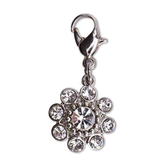 Charm Anhänger Blüte 25 mm mit Kristall Steine - für Armband und Kette