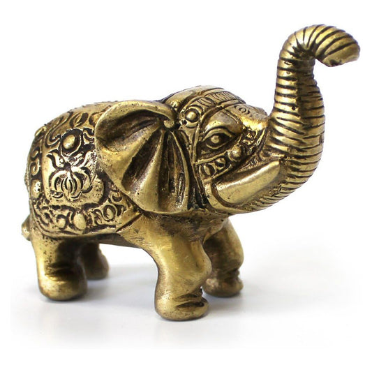 Deko Figur indischer Elefant 7cm, Messing massiv mit schöner Gravur - Elefanten Statue verziert orientalisch Indien