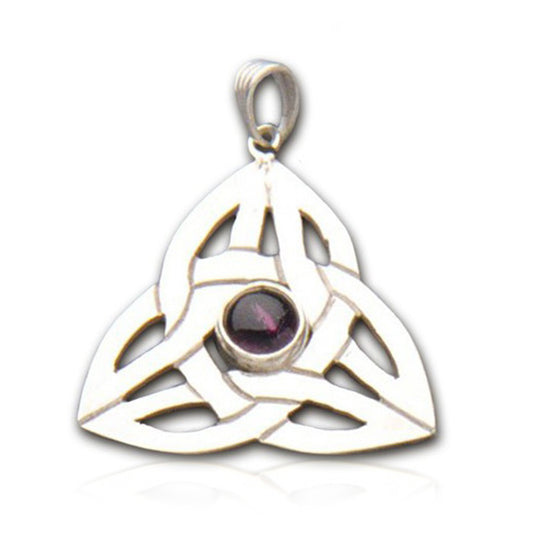 Anhänger Keltischer Unendlicher Knoten 925 Sterling Silber mit Edelstein Amethyst