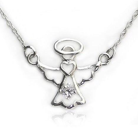 Collier Anhänger Engel Herzengelchen 20mm 925er Sterling Silber mit Zirkonia inkl. Kette