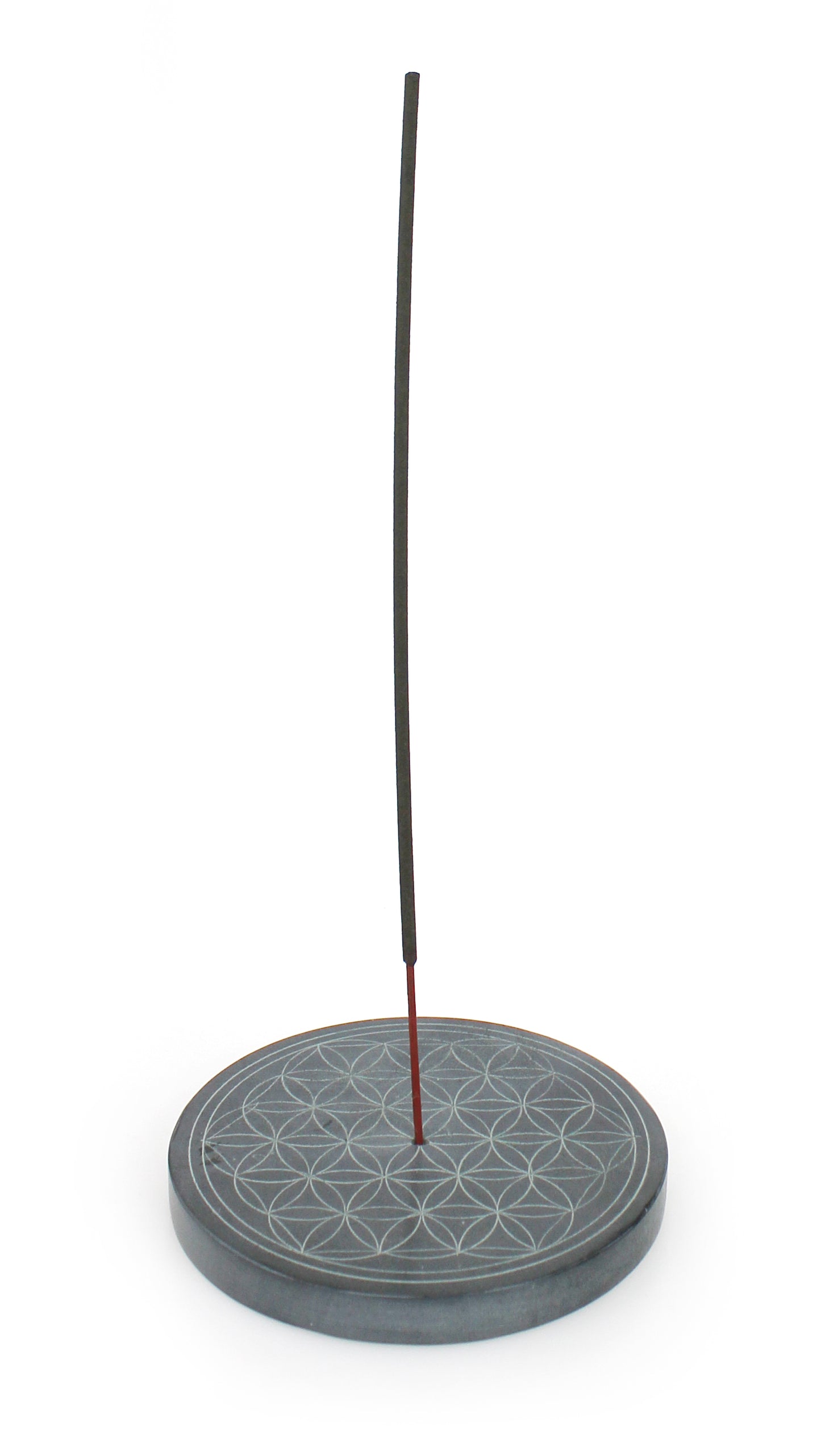 Räucherstäbchenhalter Blume des Lebens 10 cm Speckstein grau, Räucherstäbchen Halter Räuchern Räucherteller