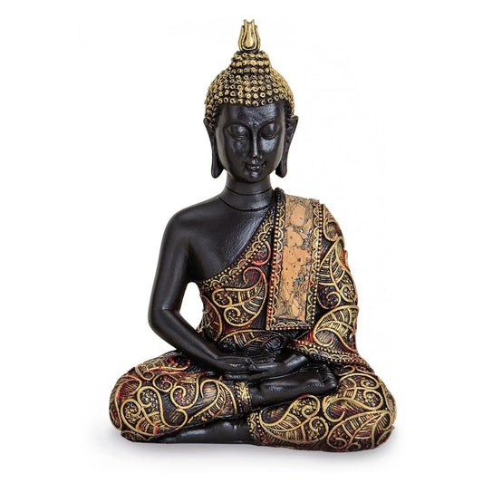 Deko Figur Buddha Statue Amithaba sitzend 15 cm, Polystein schwarz gold rot Thai Buddha Figur