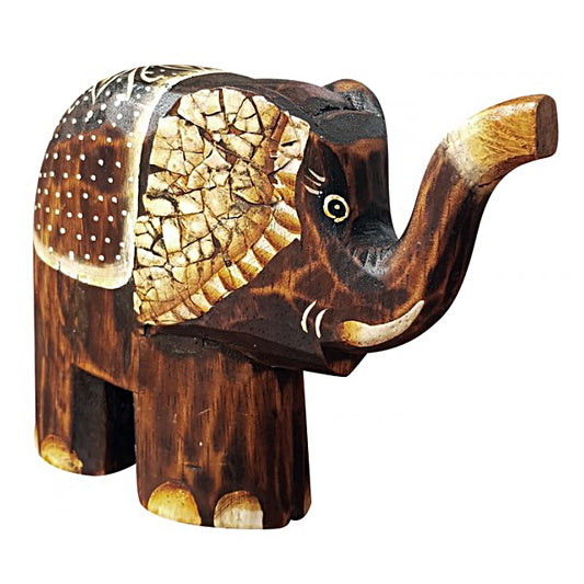 Deko Figur Elefant Yatta 15cm Albesia Holz braun - Kunsthandwerk aus Bali Holzfigur handgefertigt