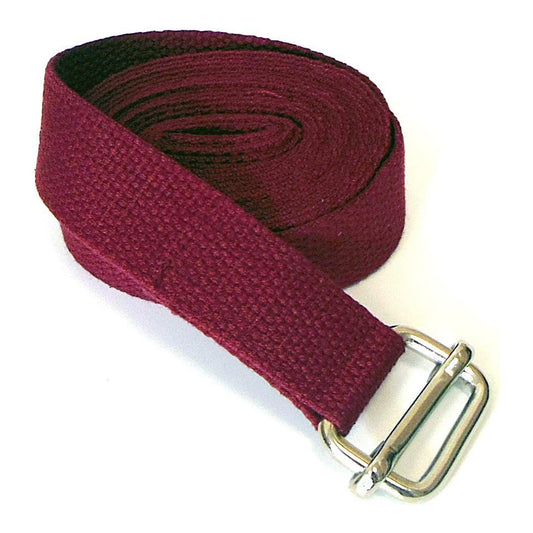 Yogagurt Yogaband 210 cm lang aus 100% Baumwolle Bordeaux Rot mit Schnalle aus Metall, Yoga-Straps Übungshilfe Dehnungshilfe (Kopie)